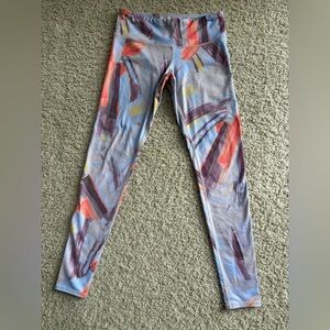 Alo Yoga Leggings XS Abstract Paint Brush Print High Waist Stretch Pants
